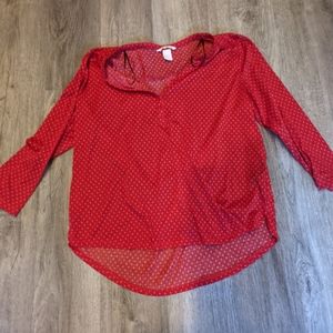 Cute red 3/4 sleeve blouse